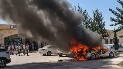 Şanlıurfa'da Hastane Otoparkında Yangın Paniği: Araç Alev Alev Yandı