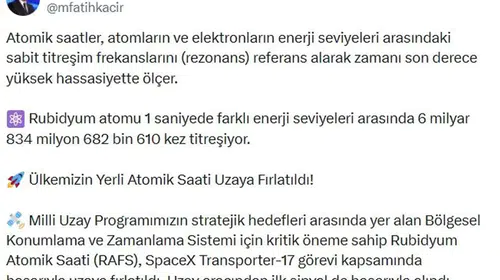 Bakan Kacır: Yerli Atomik Saatimiz Uzaya Gönderildi!